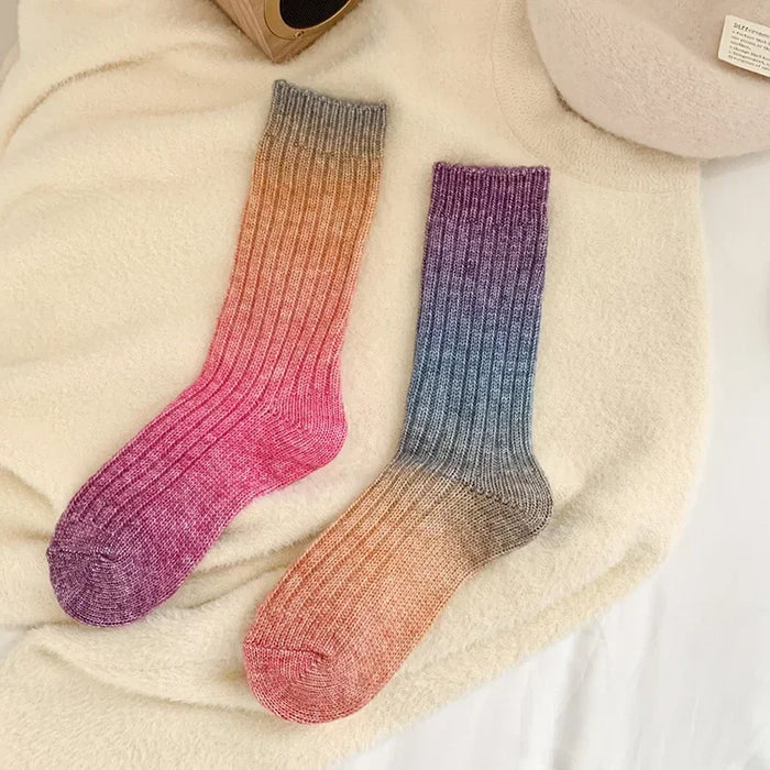 Winter Thick Warm Long Socks Gradient Wool Cashmere Socks