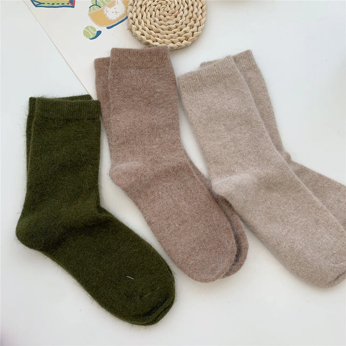 Rabbits Hair Women's Socks Solid Thermal Cashmere