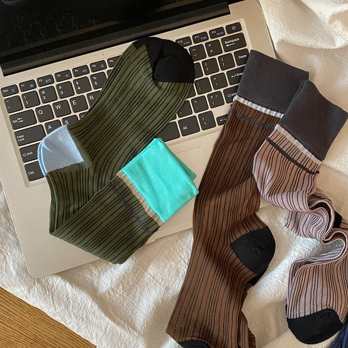 Transparent silk thin striped socks