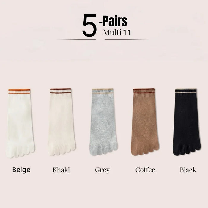 1/4/5 Pairs Women's Five Finger Cotton Socks