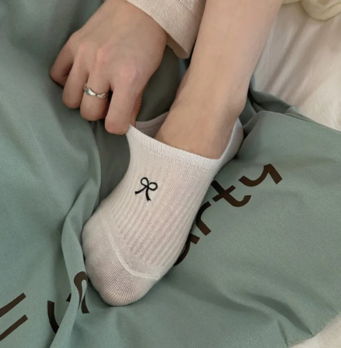 1-5pairs Summer Bowknot  Boat Socks for Women