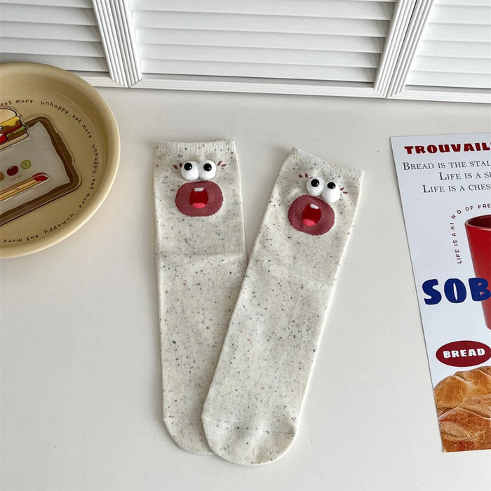 Funny Expression Women's Socks  Cartoon Big Eyes Socks