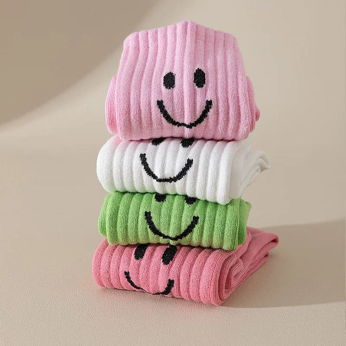 Smile Face Socks Women's Fashion Mid-Calf Socks