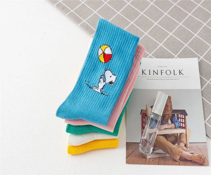 Snoopy Cartoon Cartoon Mid-tube Socks