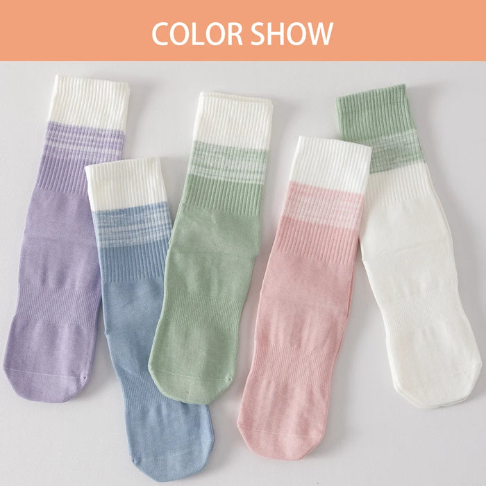 3 Pairs lollipop coloured cotton mid calf yoga socks