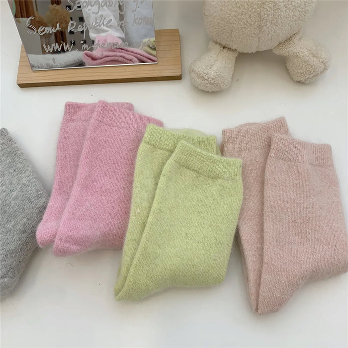 Rabbits Hair Women's Socks Solid Thermal Cashmere