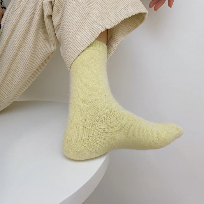 Rabbits Hair Women's Socks Solid Thermal Cashmere