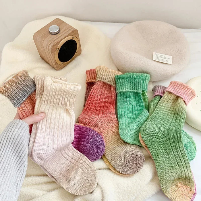 Winter Thick Warm Long Socks Gradient Wool Cashmere Socks
