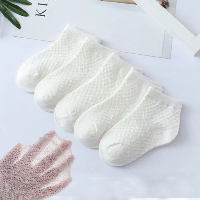 5P/ Summer White Mesh Children Cotton Socks
