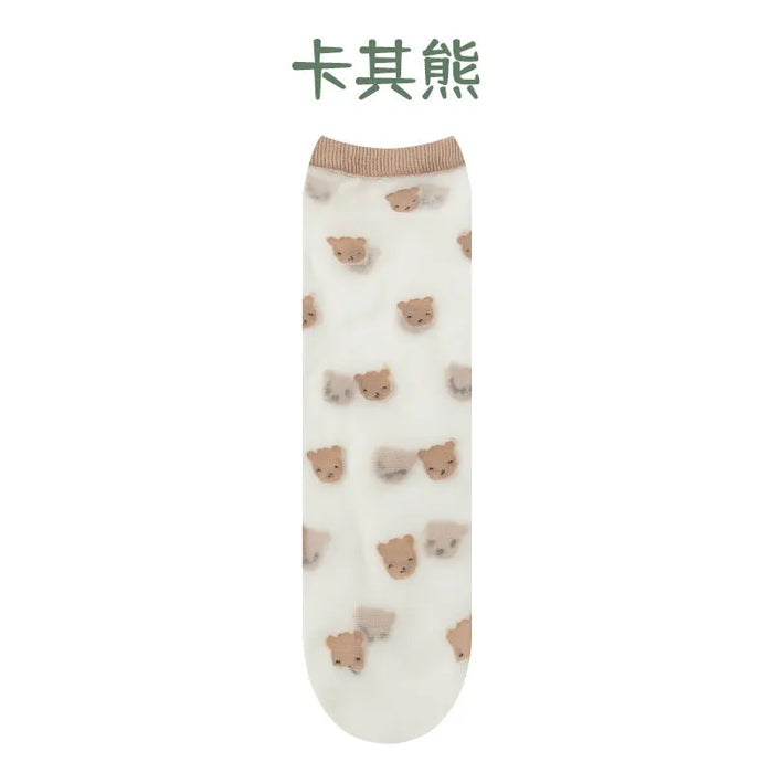 Children summer ultra-thin Transparent love crystal socks