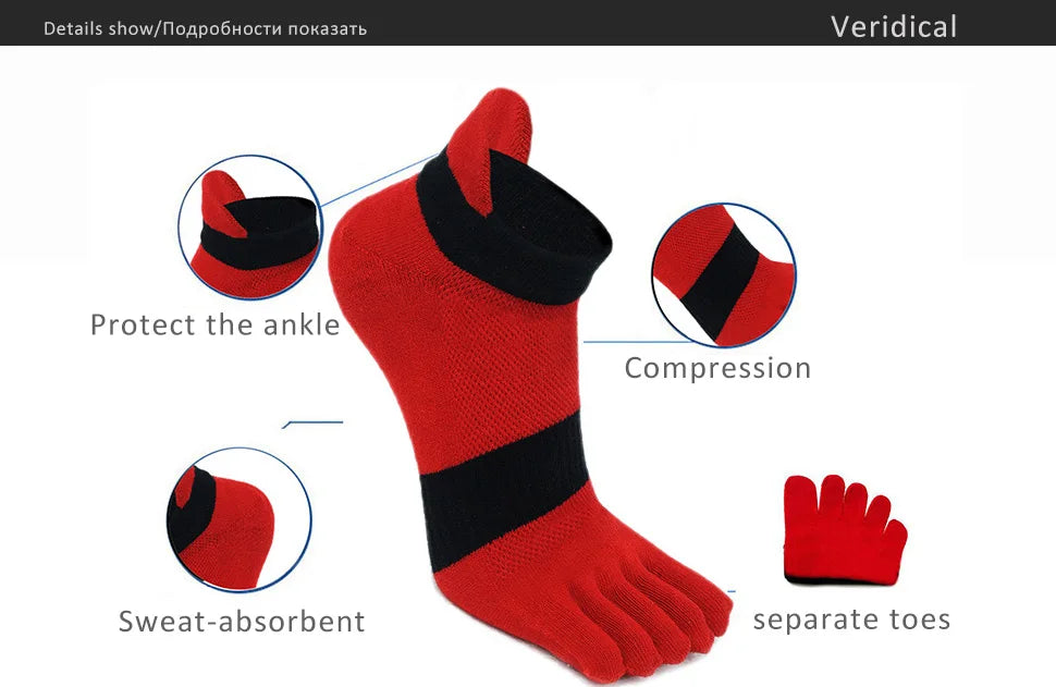 5 Pairs Five Finger Ankle Sport Socks