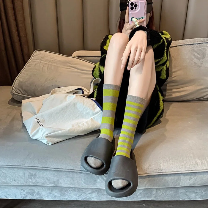 Combed Cotton Striped Socks