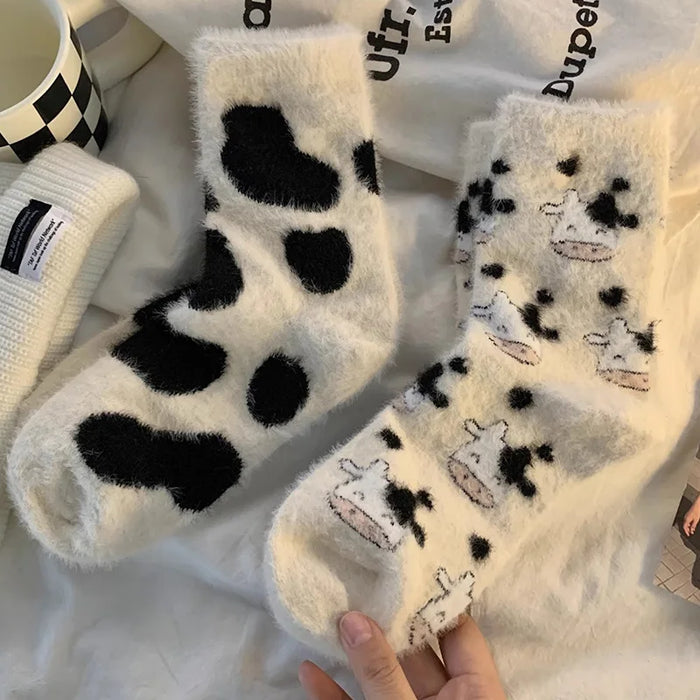 Cartoon Cute Cow Mink Velvet Socks
