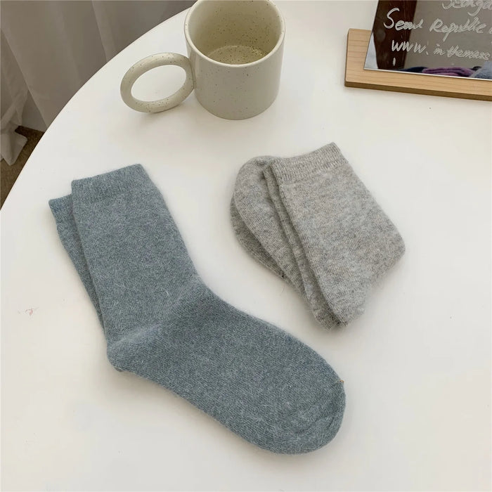 Rabbits Hair Women's Socks Solid Thermal Cashmere
