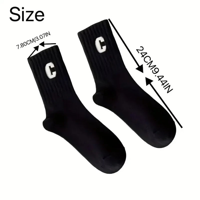 5-pairs-of-womens-c-letter-printed-socks-fashionable-and-versatile-mid-length-socks-casual-and-comfortable-sports-socks