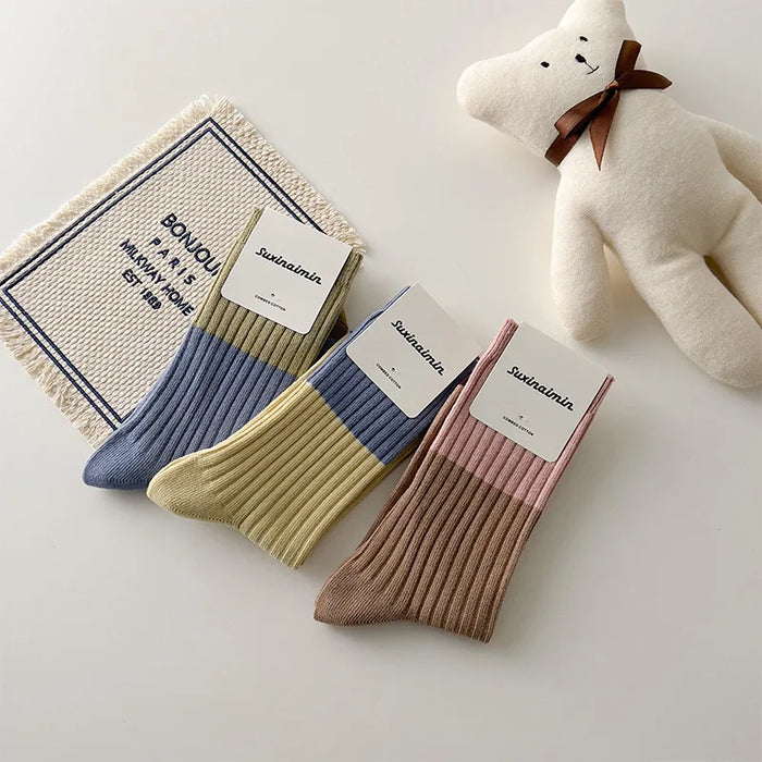 High Quality Cotton Knitting Women Socks Multicolor Striped