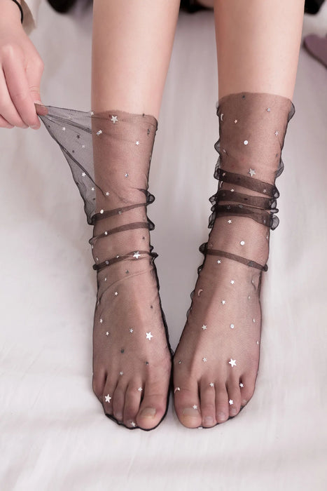 Mesh Lace Summer  Transparent Loose Long Socks