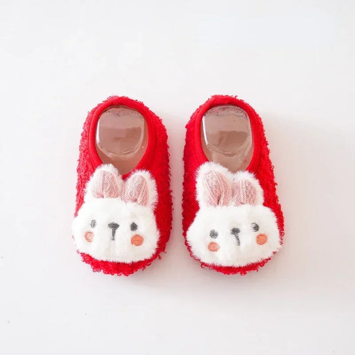Cartoon Rabbit Baby Floor Socks Kids Plush Slippers