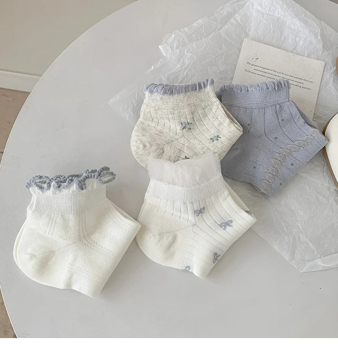 Frilly Girls Ankle Socks Casual Comfortable Mesh