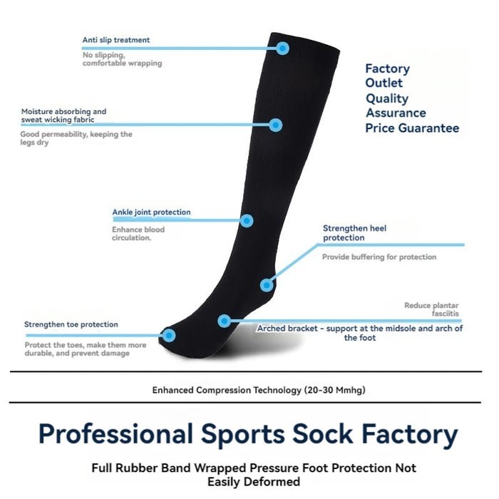1 Pair Soild Color Compression Stockings