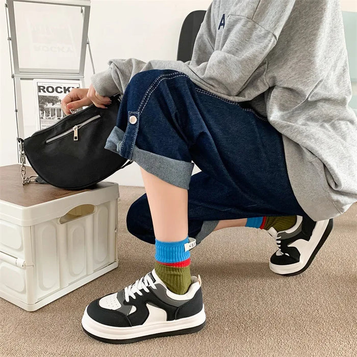 Contrast coloured socks, women's high top pile up socks
