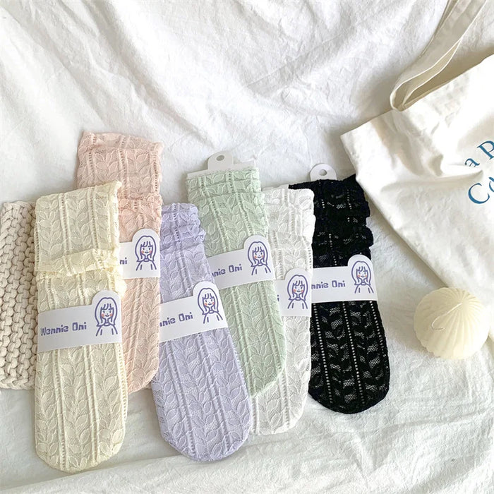 Summer Thin Hollow Breathable Loose Long Socks