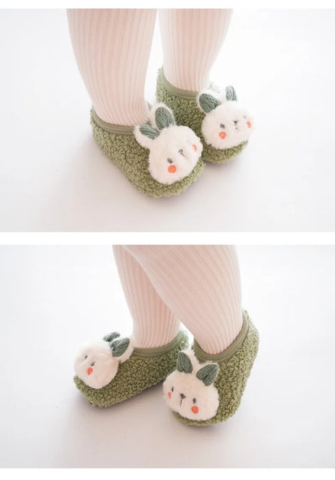 Cartoon Rabbit Baby Floor Socks Kids Plush Slippers