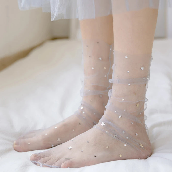 Mesh Lace Summer  Transparent Loose Long Socks
