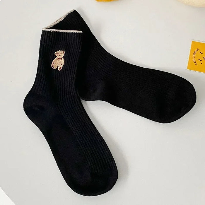 5pairs Cartoon Bear Socks Soft Cotton Socks