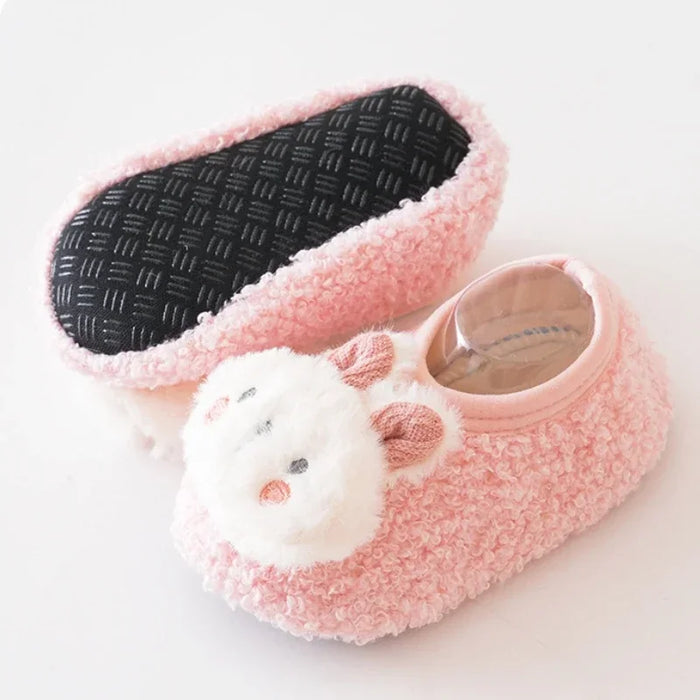 Cartoon Rabbit Baby Floor Socks Kids Plush Slippers