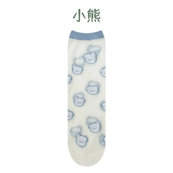 Children summer ultra-thin Transparent love crystal socks