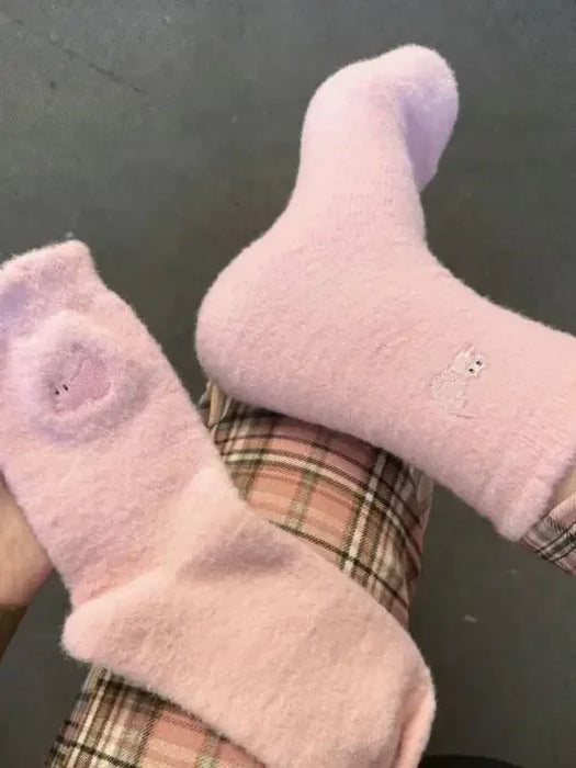 1/3P Cute Cat Mink Fleece Super Soft Socks for Women