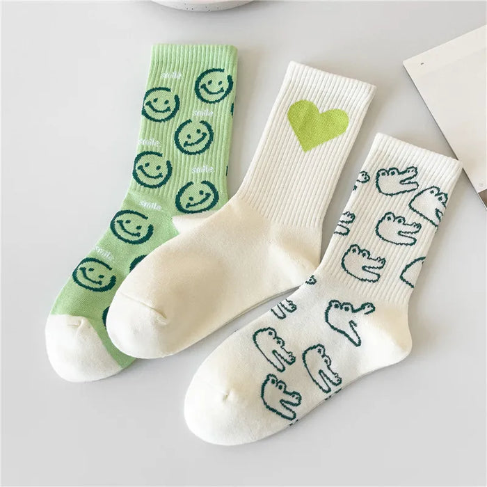Smiling Face Cartoon Cotton Socks
