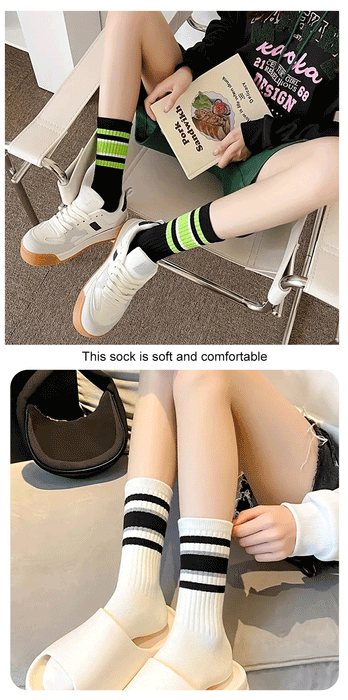 5 Pairs Women's  Simple Colorful Striped Socks