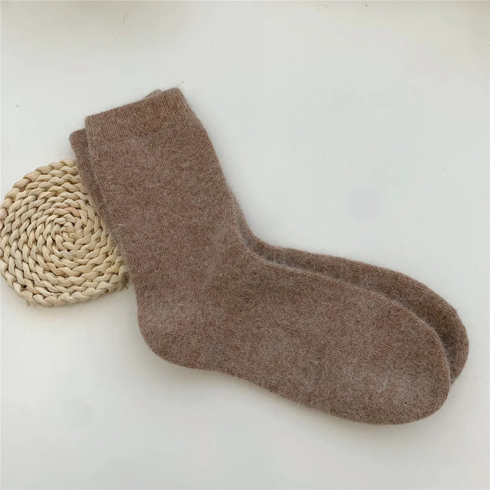 Rabbits Hair Women's Socks Solid Thermal Cashmere