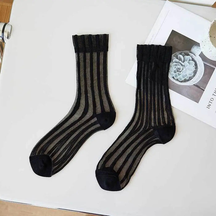 ultra-thin-cute-mesh-summer-transparent-for-women-glass-silk-socks-female-hosiery-striped-socks-middle-tube-socks