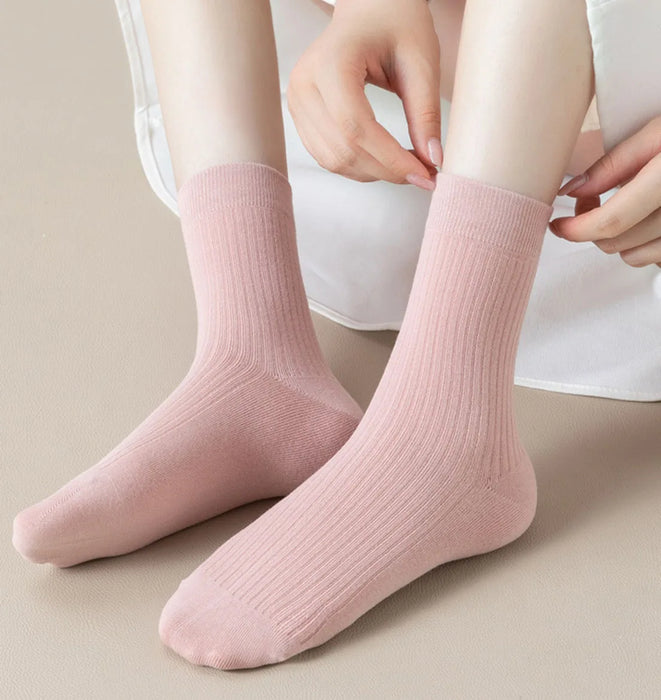 5-pairs-100-cotton-womens-socks-soft-casual-solid-color-middle-tube-socks-women-new-spring-high-quality-socks