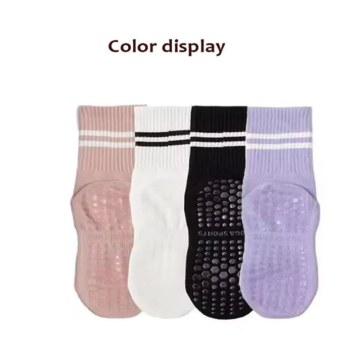 4 pairs Yoga / Pilates solid mid tube socks