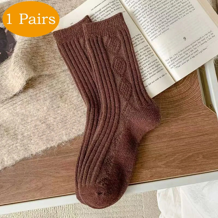 Warm Velvet Cashmere Wool Diamond Winter Socks