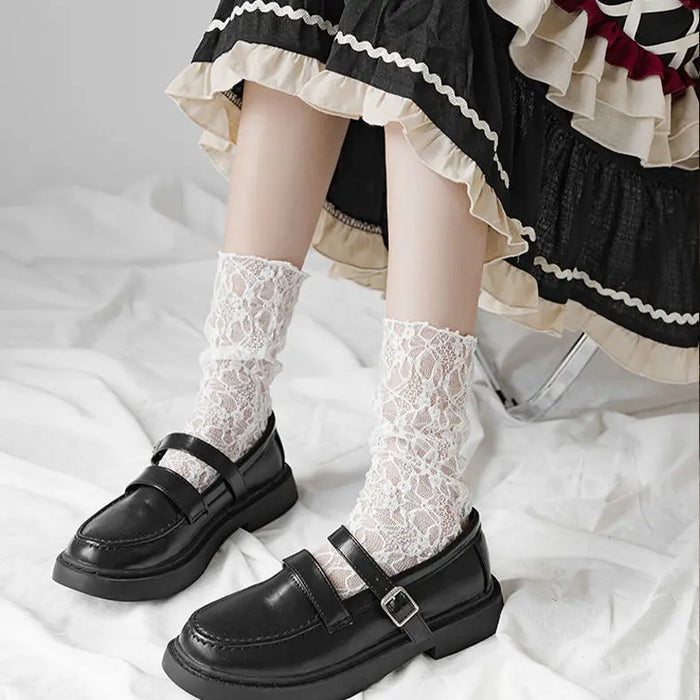 Mid-calf Lace Casual Floral Socks