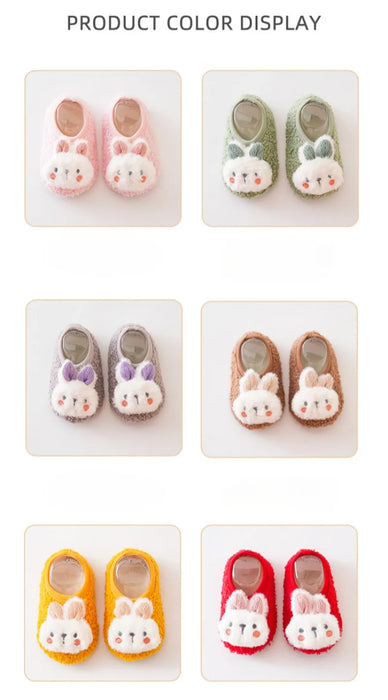 Cartoon Rabbit Baby Floor Socks Kids Plush Slippers