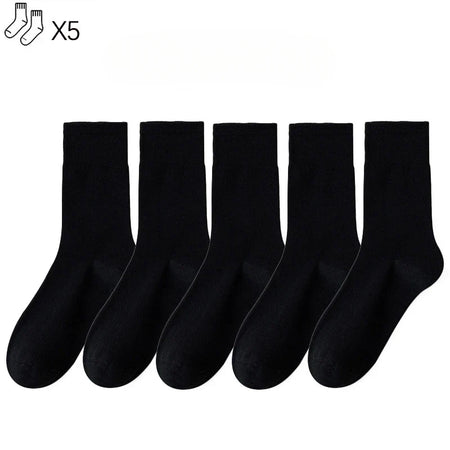5-pairs-of-womens-socks-mid-tube-stacked-socks-solid-color-flat-bottom-casual-socks-black-and-white-spring-and-autumn-socks