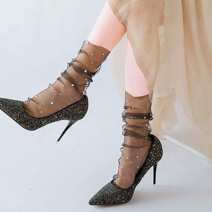 Mesh Lace Summer  Transparent Loose Long Socks