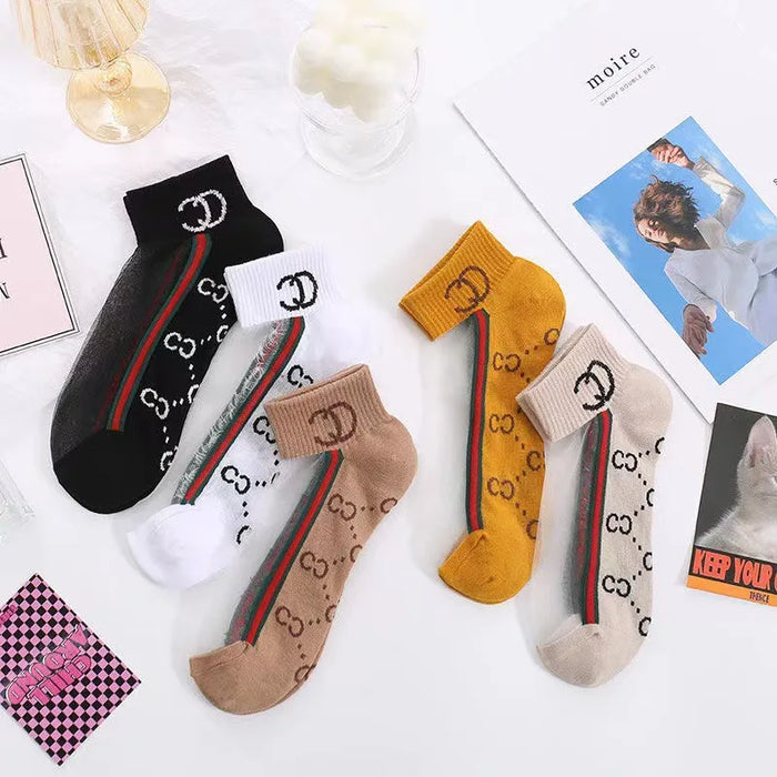 5 Pairs Medium Cartoon Stripes  High-quality Socks