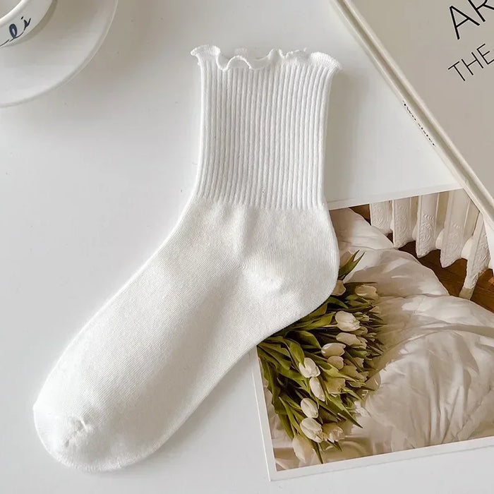 fashion-new-ruffle-socks-for-women-mid-crew-middles-tube-ankle-high-breathable-cotton-socks-black-white-beige-female-cute-sock