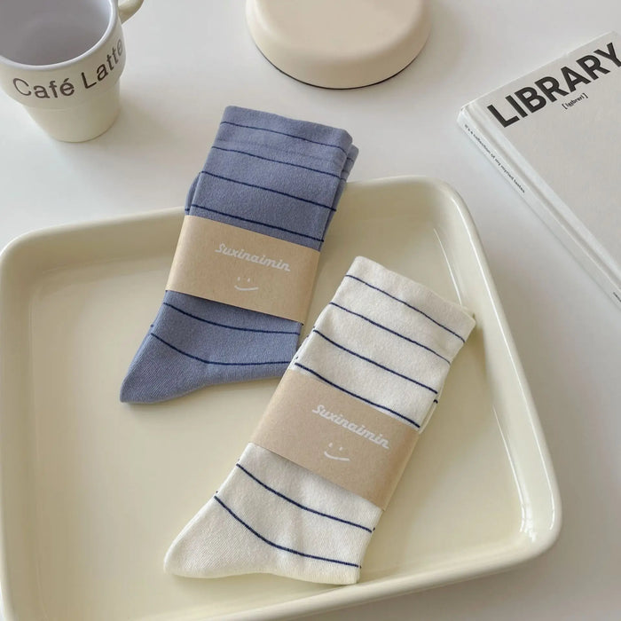 College Style Striped  Crew Socks Women Casual Fashion
