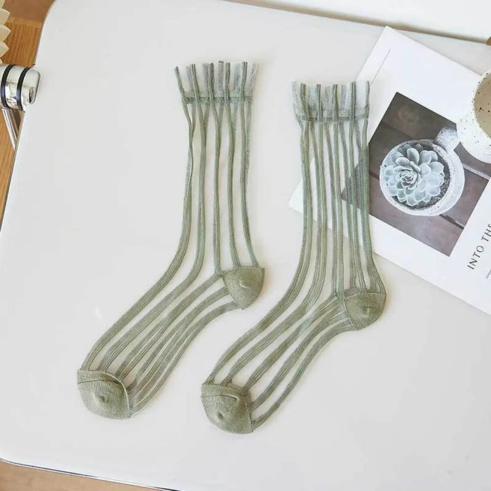 ultra-thin-cute-mesh-summer-transparent-for-women-glass-silk-socks-female-hosiery-striped-socks-middle-tube-socks