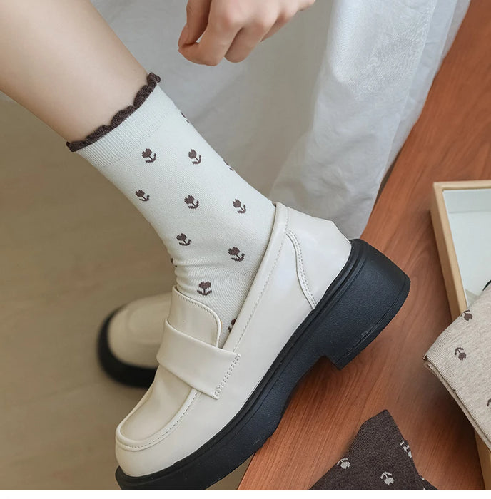 Long Breathable Retro Female Flower Socks