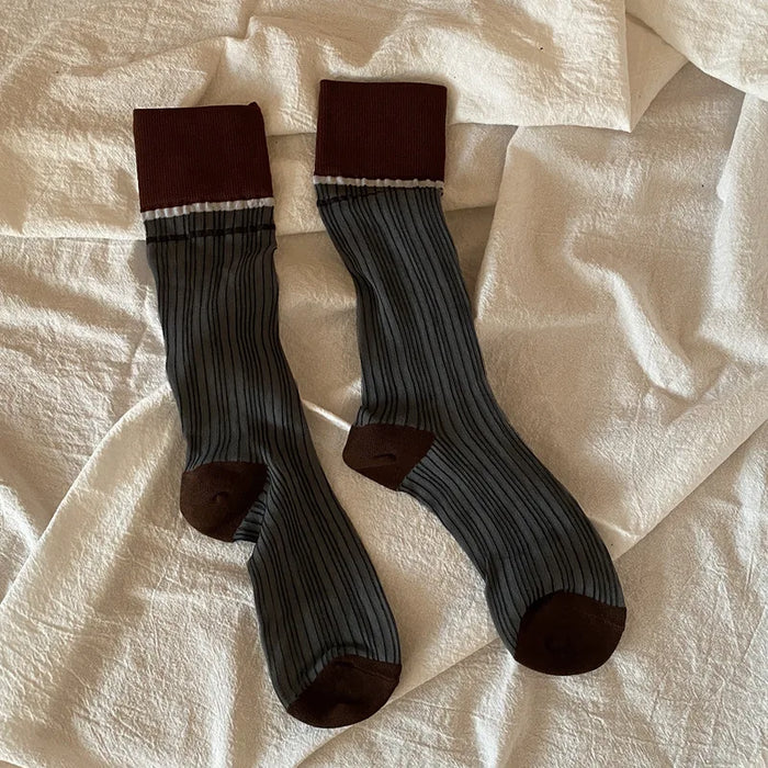 Transparent silk thin striped socks