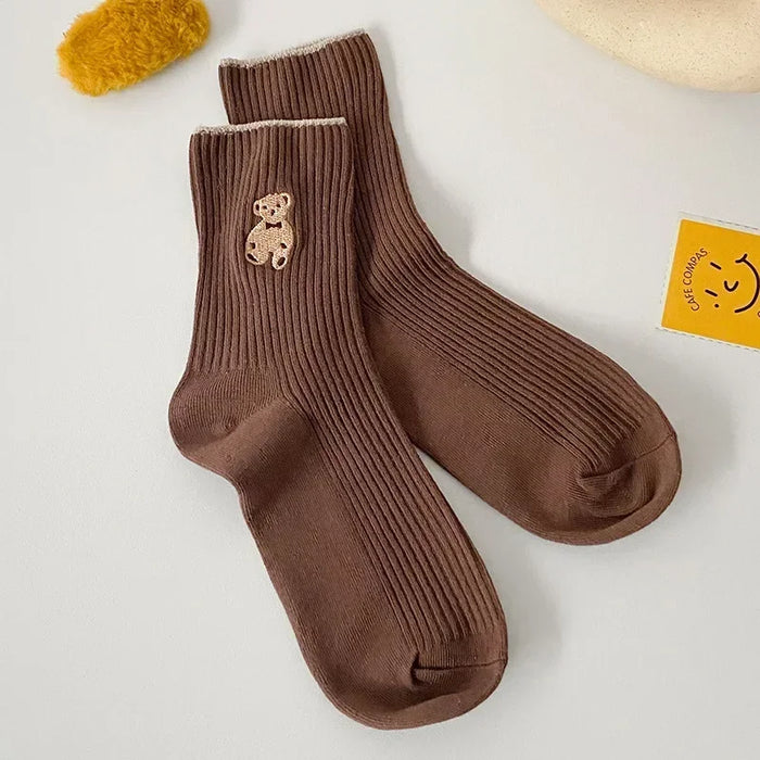 5pairs Cartoon Bear Socks Soft Cotton Socks